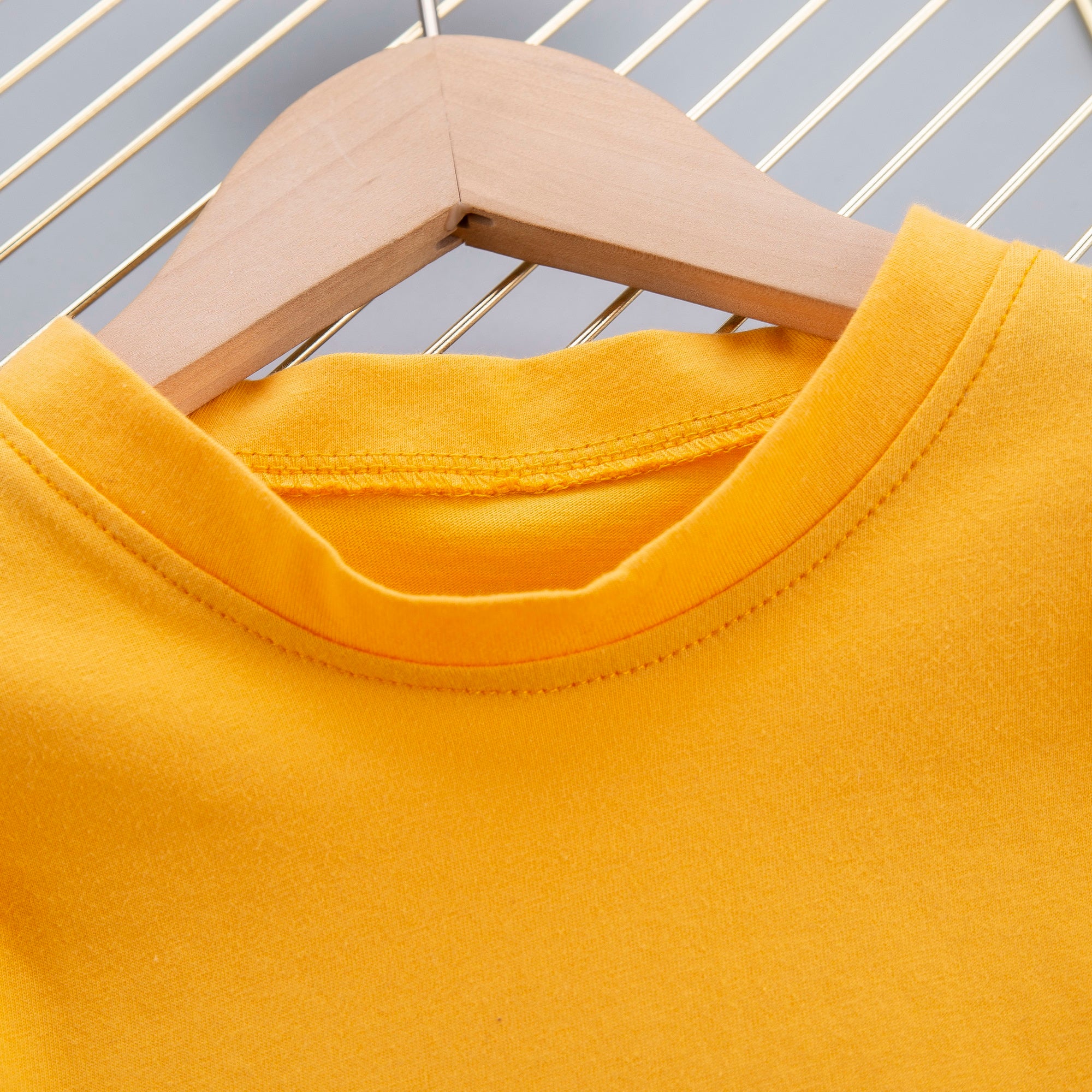 Kids Yellow Printed Pure Cotton T-shirt with Shorts