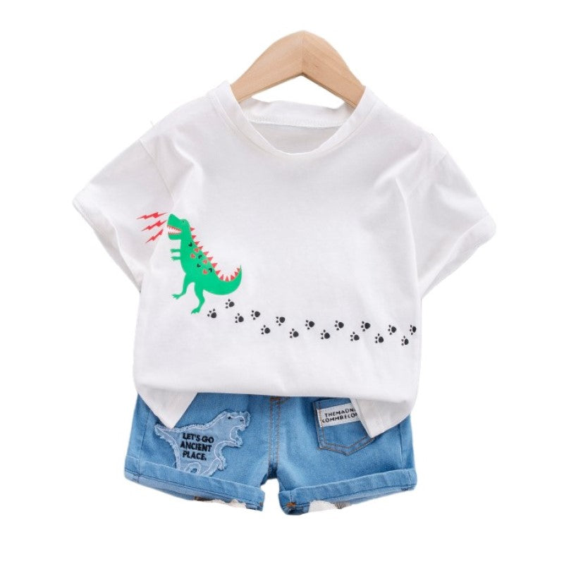 Kids Graphic Printed Pure Cotton T-shirt With Shorts