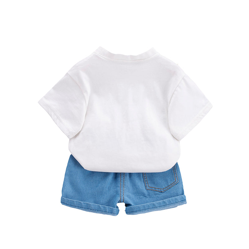 Kids Graphic Printed Pure Cotton T-shirt With Shorts