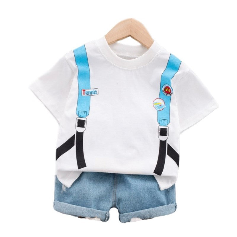 Kids Printed Pure Cotton T-shirt With Shorts