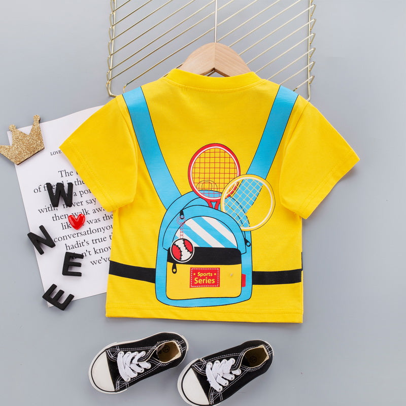 Kids Graphic Printed Pure Cotton T-shirt With Shorts