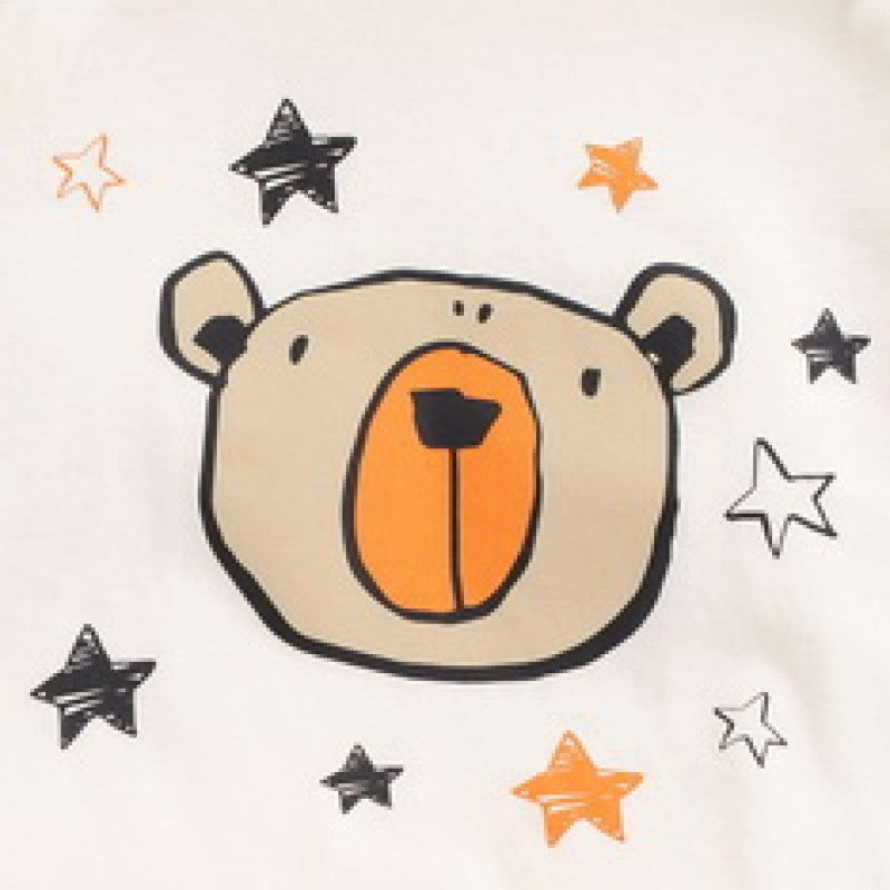 Kids Beige Graphic Printed Pure Cotton T-shirt With Short