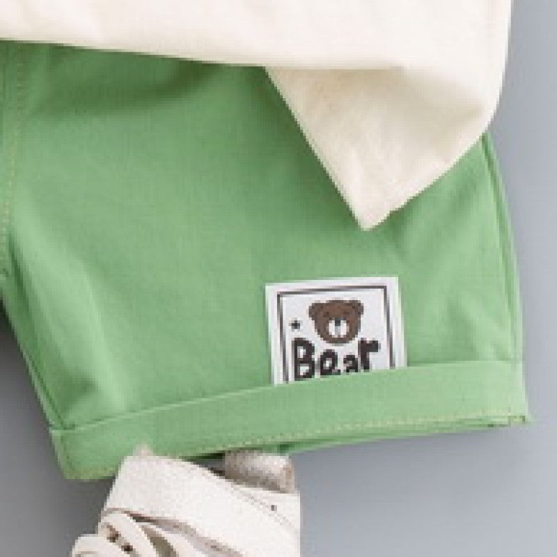 Kids Beige Graphic Printed Pure Cotton T-shirt With Short