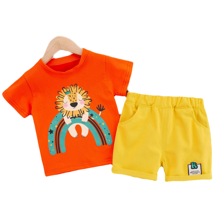 Unisex Kids Pure Cotton Printed T-shirt with Shorts