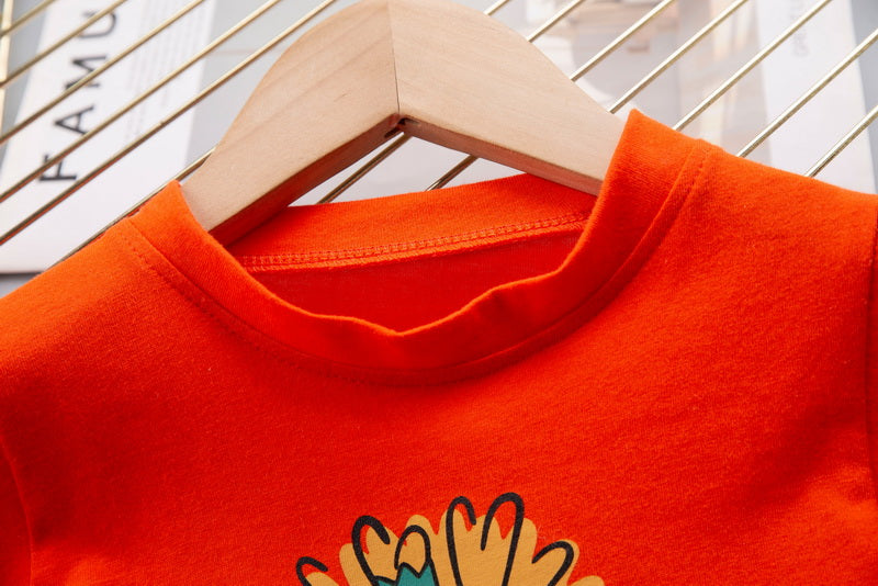 Unisex Kids Pure Cotton Printed T-shirt with Shorts