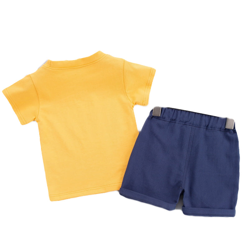 Kids Yellow Printed T-shirt With Shorts