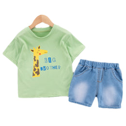 Kids Graphic Printed Pure Cotton T-shirt With Shorts