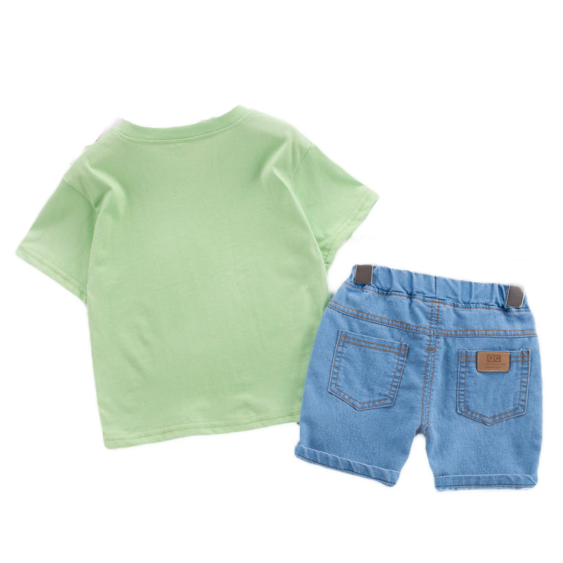 Kids Graphic Printed Pure Cotton T-shirt With Shorts