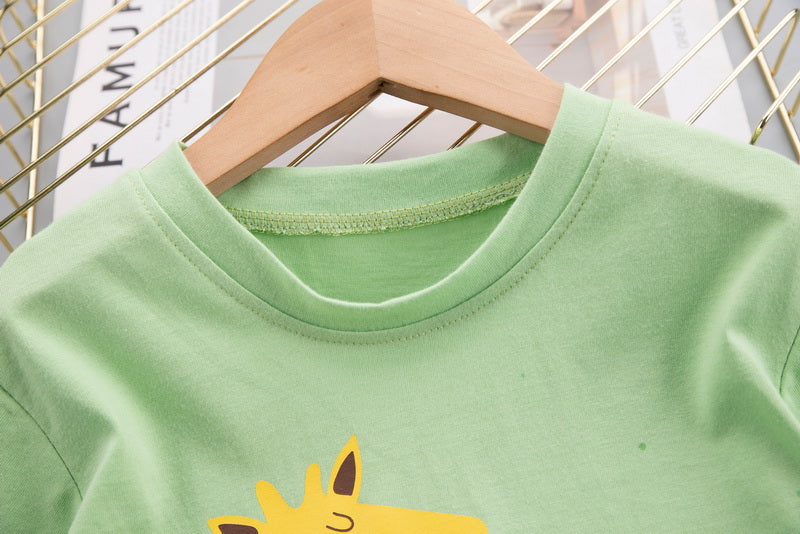 Kids Graphic Printed Pure Cotton T-shirt With Shorts