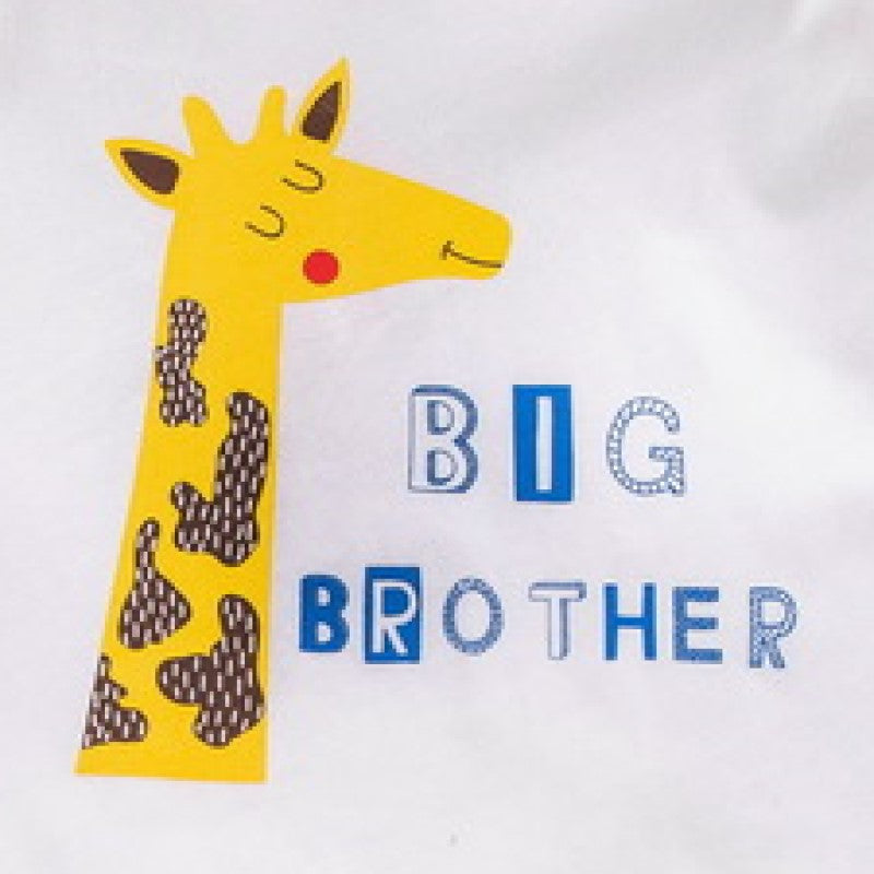 Kids White & Blue Printed Pure Cotton T-shirt With Shorts