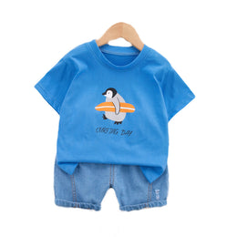 Kids Blue Printed T-shirt with Shorts