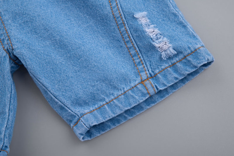 Kids Blue Printed T-shirt with Shorts