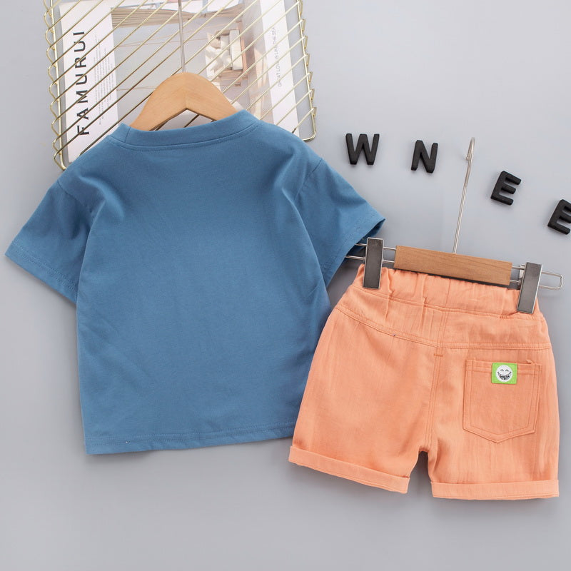 Unisex Kids Pure Cotton Printed T-shirt with Shorts