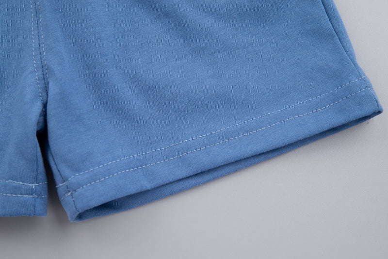 Kids Blue Graphic Printed Pure Cotton T-shirt With Short