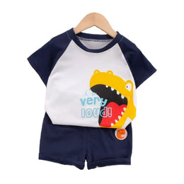 Kids Black Graphic Printed Pure Cotton T-shirt With Short