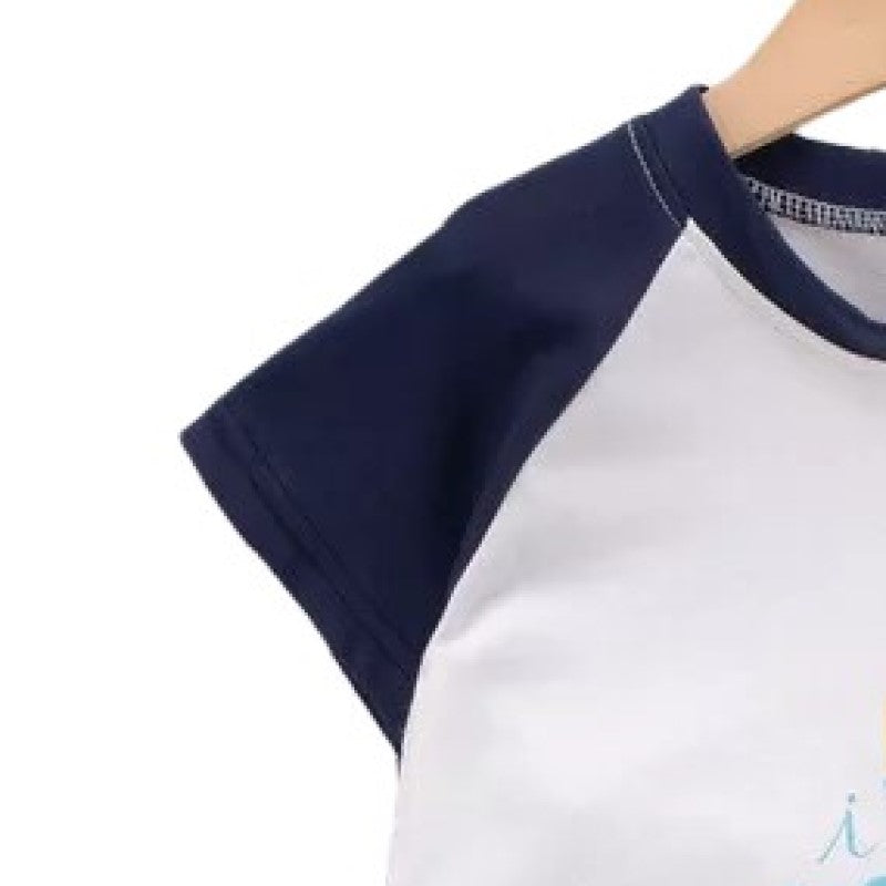 Kids Black Graphic Printed Pure Cotton T-shirt With Short