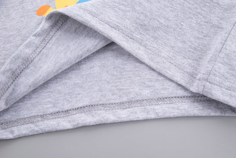 Kids Grey & Yellow Printed Pure Cotton T-shirt with Shorts