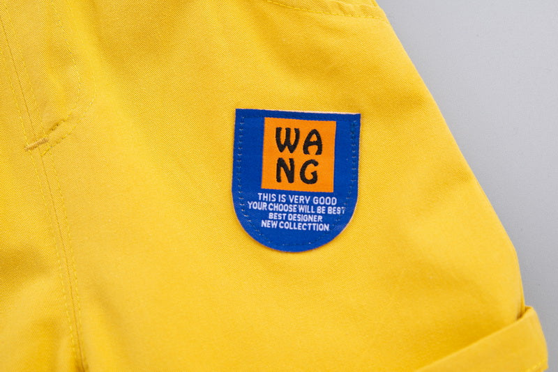 Kids Grey & Yellow Printed Pure Cotton T-shirt with Shorts