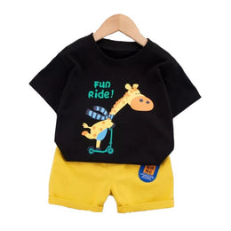Kids Graphic Printed Pure Cotton T-shirt With Shorts