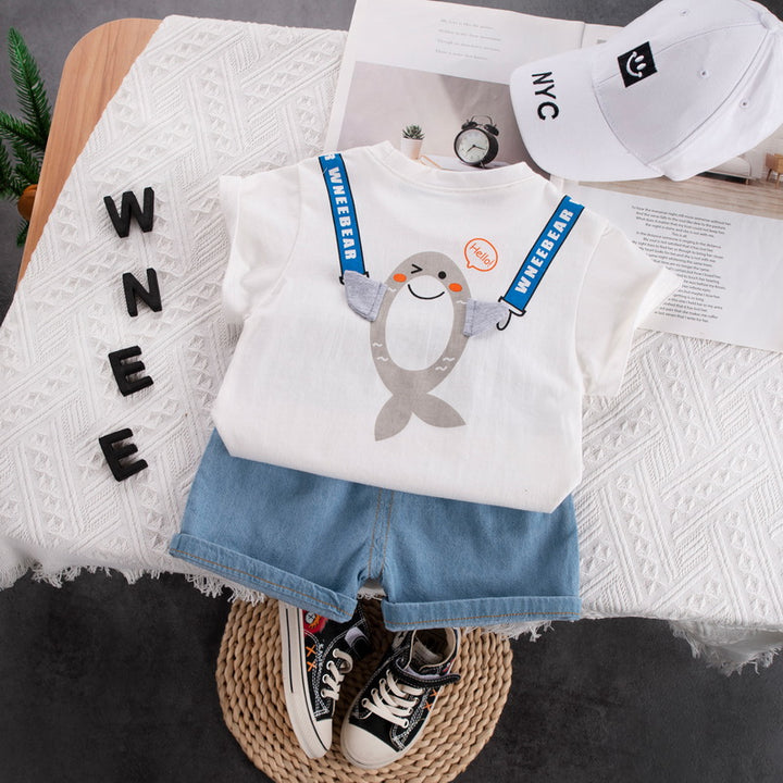 Kids Graphic Printed Pure Cotton T-shirt With Shorts