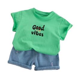 Kids Graphic Printed Pure Cotton T-shirt With Shorts