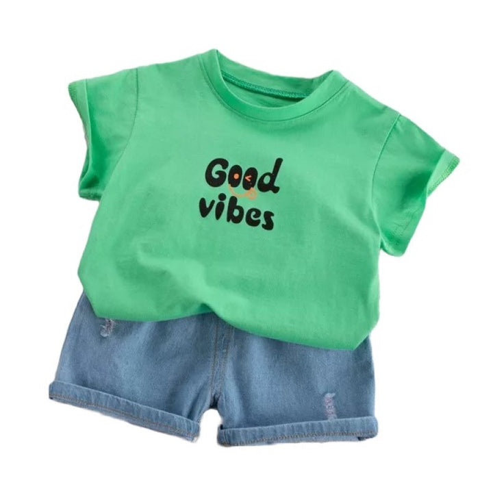 Kids Graphic Printed Pure Cotton T-shirt With Shorts
