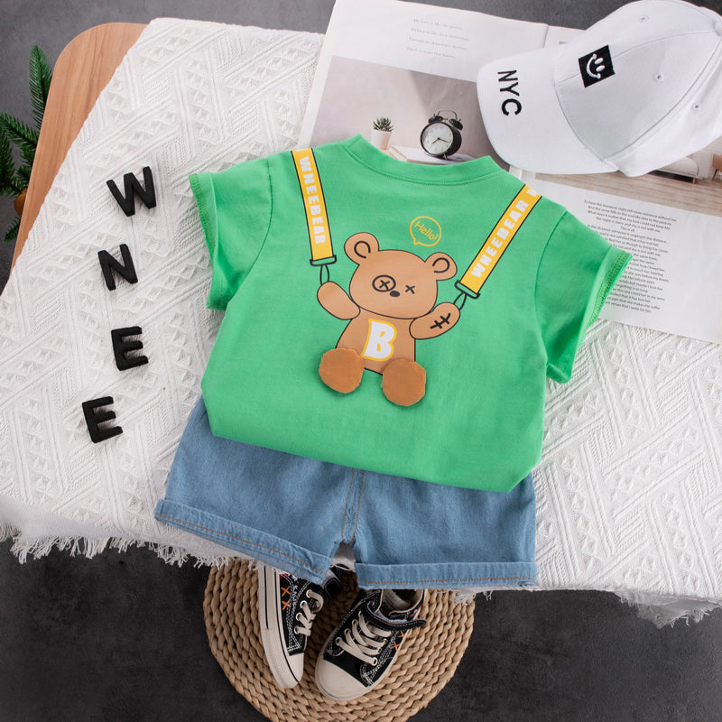 Kids Graphic Printed Pure Cotton T-shirt With Shorts