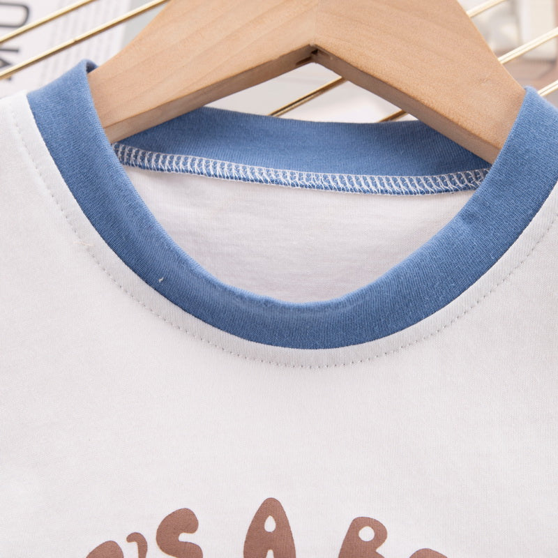 Kids White Graphic Printed Pure Cotton T-shirt with Shorts