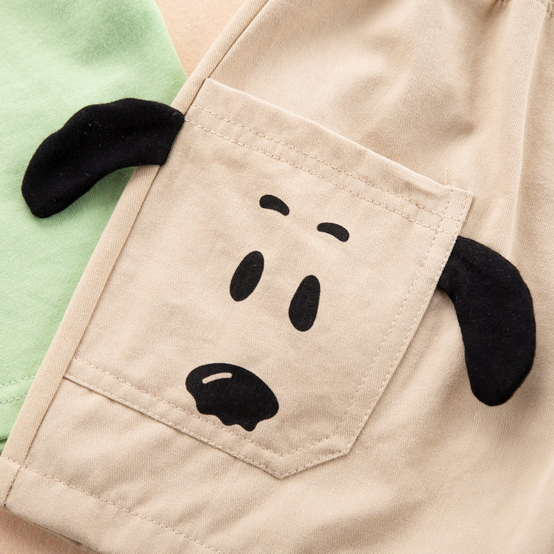 Kids Green Colourblocked Pure Cotton T-shirt With Short