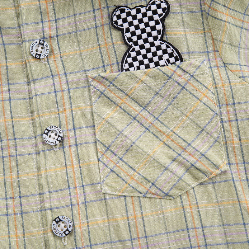 Unisex Kids Pure Cotton Checked T-shirt with Shorts