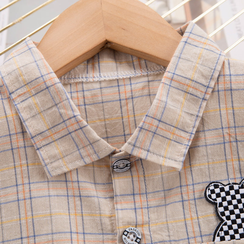 Kids Checked Pure Cotton T-shirt with Shorts