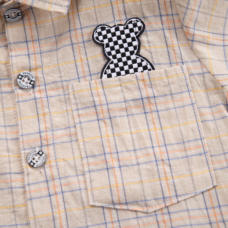 Kids Checked Pure Cotton T-shirt with Shorts
