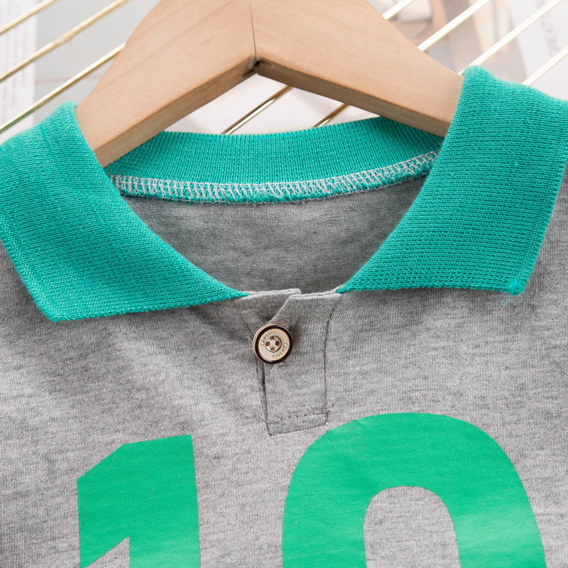 Kids Grey & Blue Printed Pure Cotton T-shirt with Shorts