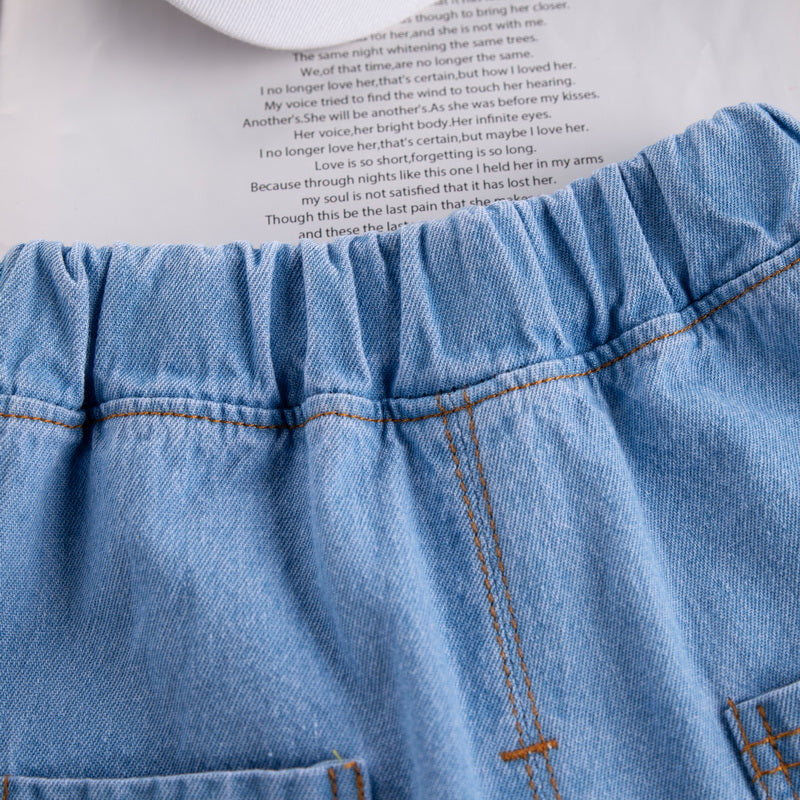 Kids Green & Blue Striped Pure Cotton T-shirt with Shorts