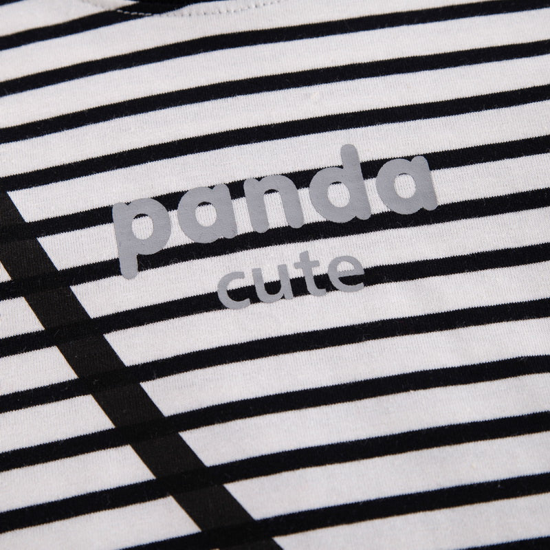 Kids Black Striped Pure Cotton T-shirt with Shorts