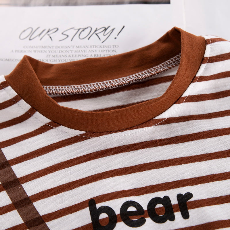 Kids Striped Pure Cotton T-shirt with Shorts