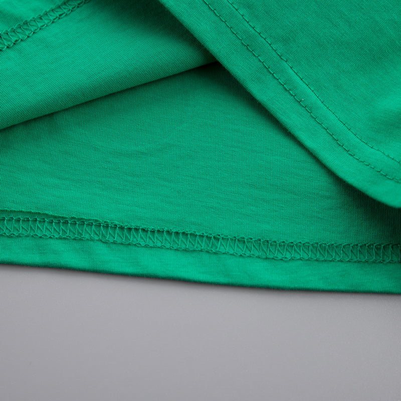 Kids Green Printed Pure Cotton T-shirt With Shorts