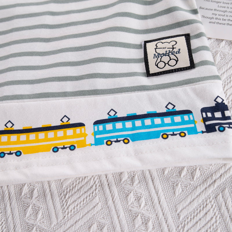 Kids Grey Striped Pure Cotton T-shirt with Shorts