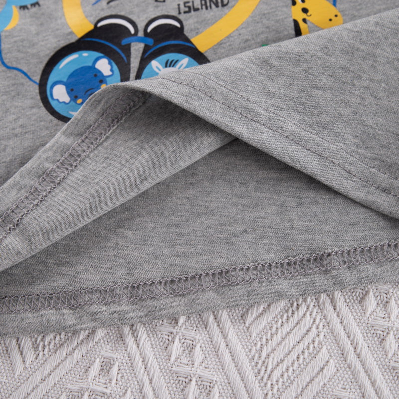Kids Grey Graphic Printed Pure Cotton T-shirt with Shorts
