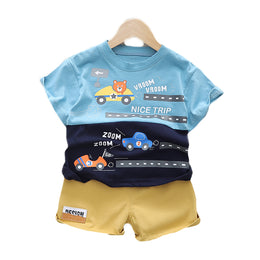 Unisex Kids Pure Cotton Printed T-shirt with Shorts