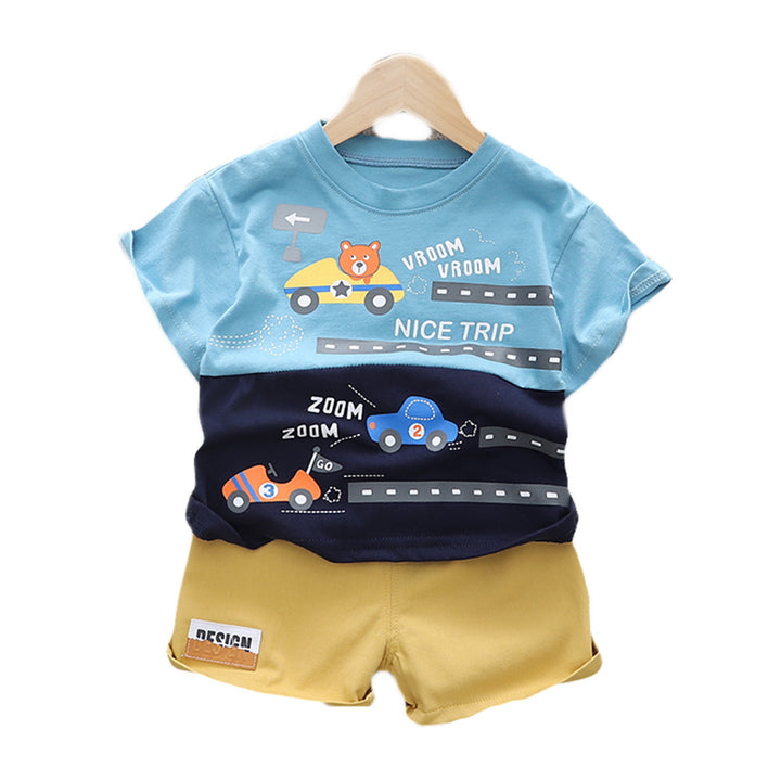 Unisex Kids Pure Cotton Printed T-shirt with Shorts