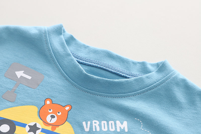 Unisex Kids Pure Cotton Printed T-shirt with Shorts