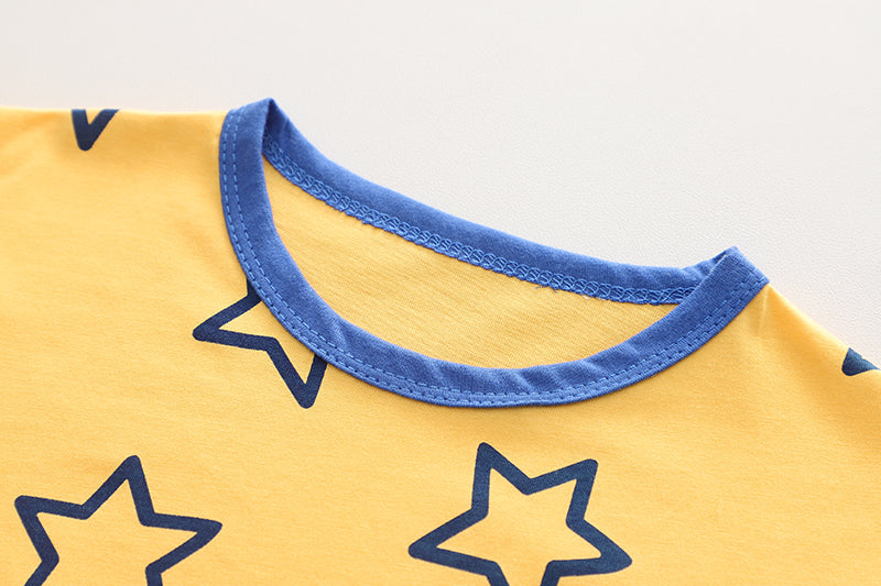 Kids Yellow Graphic Printed Pure Cotton T-shirt with Shorts