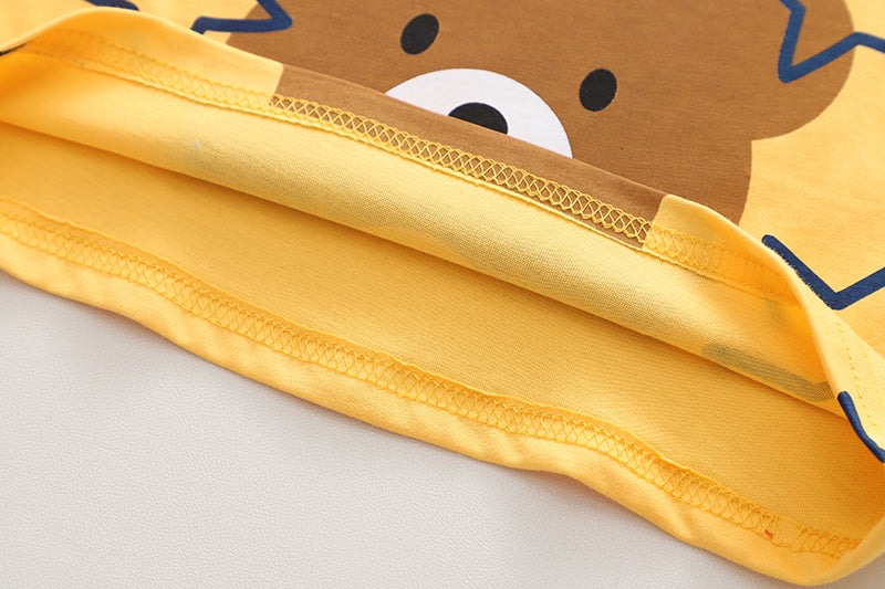 Kids Yellow Graphic Printed Pure Cotton T-shirt with Shorts