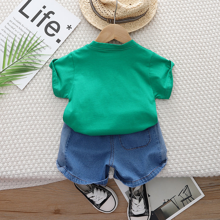 Unisex Kids Pure Cotton Printed T-shirt with Shorts