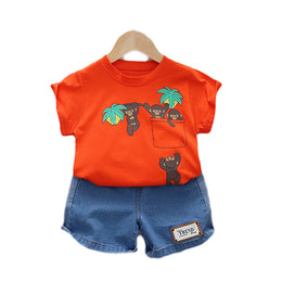 Infant Kids Pure Cotton Printed T-shirt with Shorts