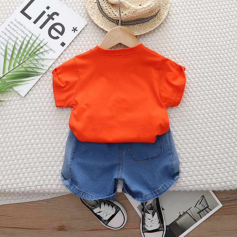 Infant Kids Pure Cotton Printed T-shirt with Shorts