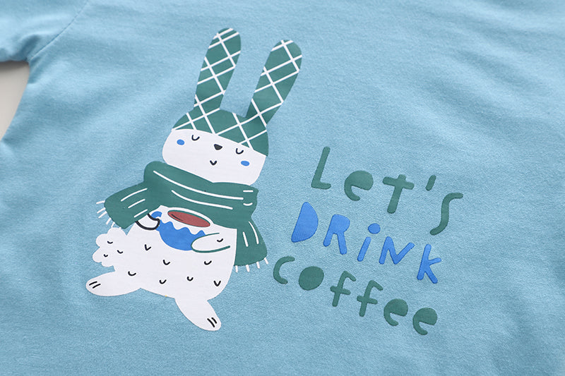 Kids Blue Printed Pure Cotton T-shirt with Shorts