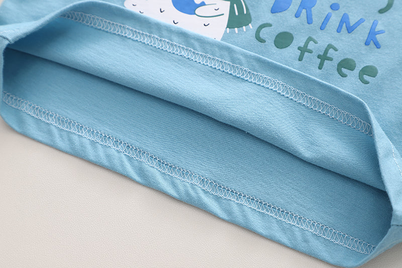 Kids Blue Printed Pure Cotton T-shirt with Shorts