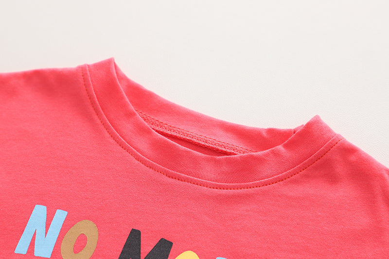 Kids Red Printed Pure Cotton T-shirt With Shorts